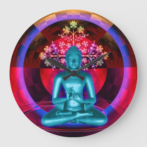 Meditating Blue Buddha Wall Clock