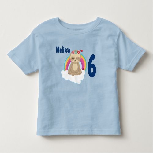 Meditating Brown Sloth Cute Cartoon Birthday Toddler T_shirt