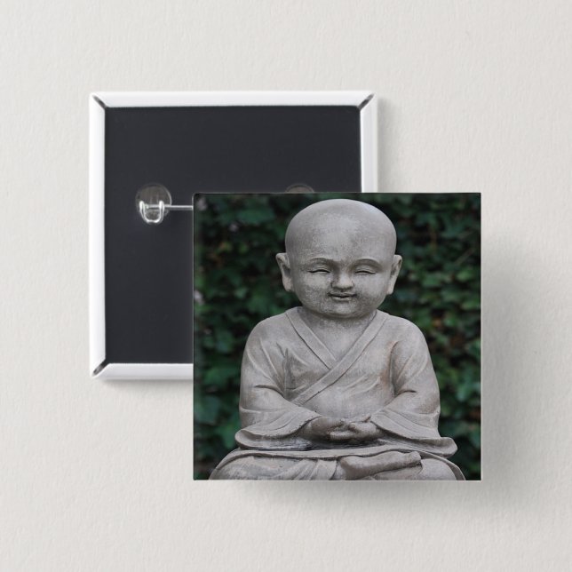 Meditating Buddah statue photo Button (Front & Back)