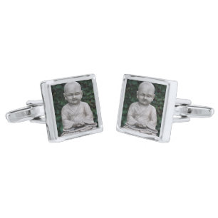 Meditating Buddah statue photo Cufflinks