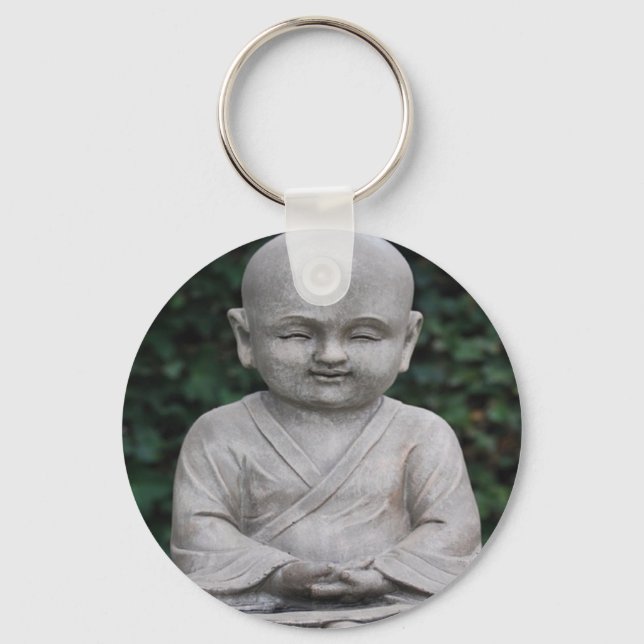 Meditating Buddah statue photo Keychain (Front)