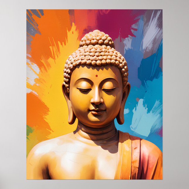 Meditating Buddha Colorful Artwork Poster (Front)
