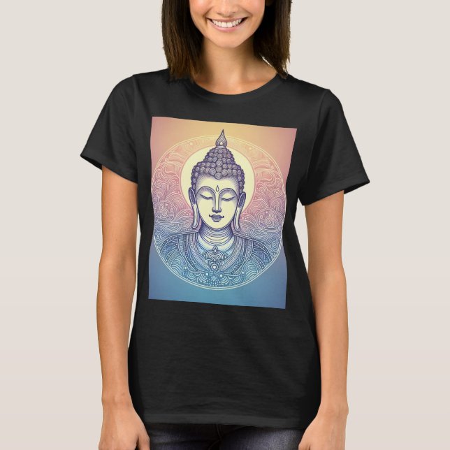Meditating Buddha Mandala Art T-Shirt - Zen Spirit (Front)