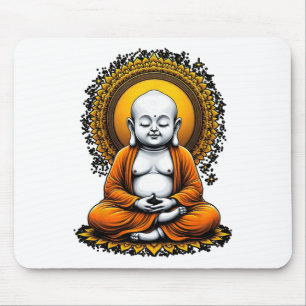 Meditating Buddha Spiritual Art Vintage Style Yoga Mouse Pad