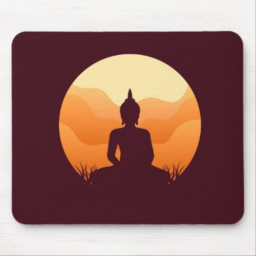 Meditating Buddha Sunset Mousepad