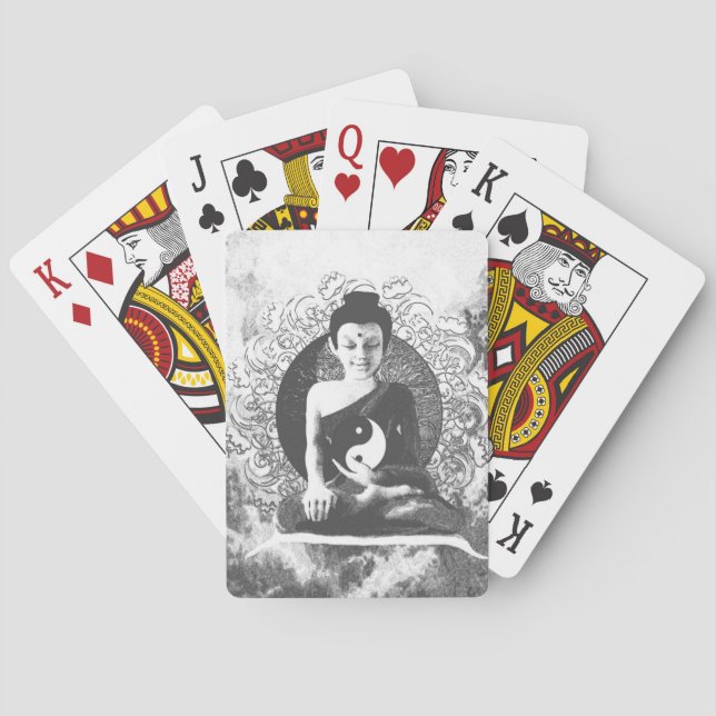 Meditating Buddha with Yin Yang Poker Cards (Back)
