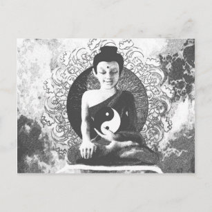 Meditating Buddha with Yin Yang Postcard