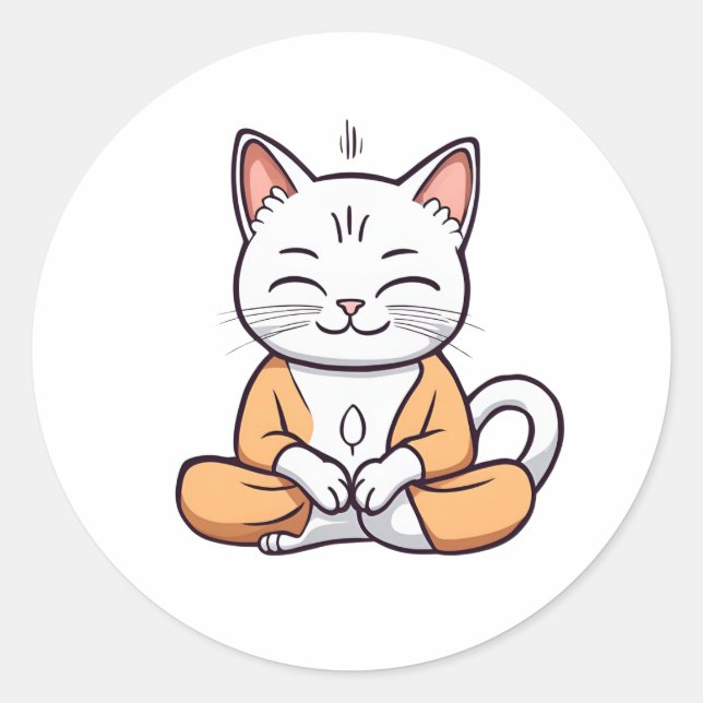 Meditating cat 2 classic round sticker (Front)