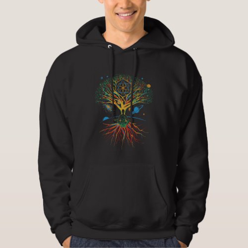 Meditating colorful tree design hoodie