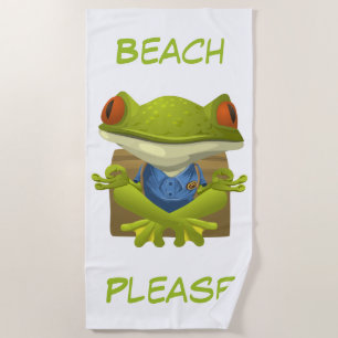 Meditating Frog Beach Towel
