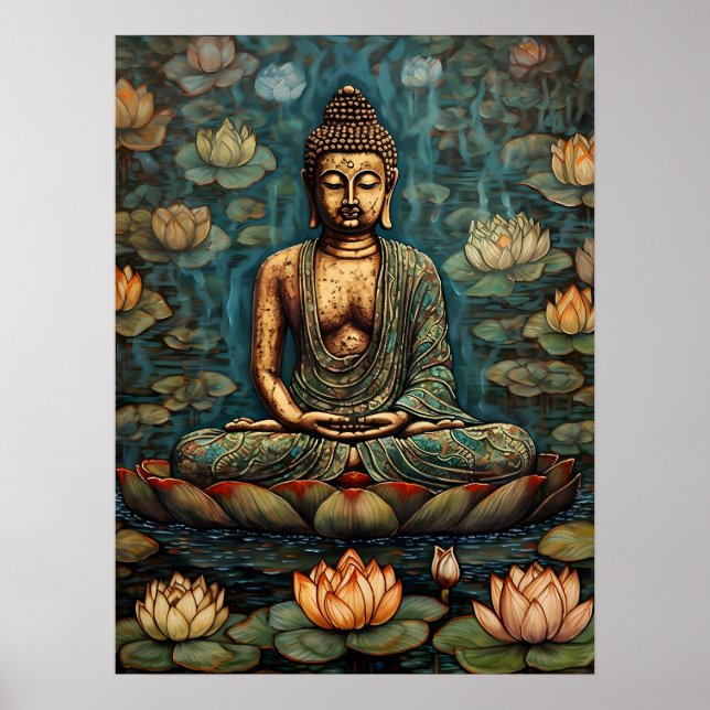 Meditating Gautam Buddha Art Poster (Front)