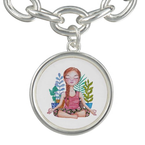 Meditating Girl With Plants Bracelet