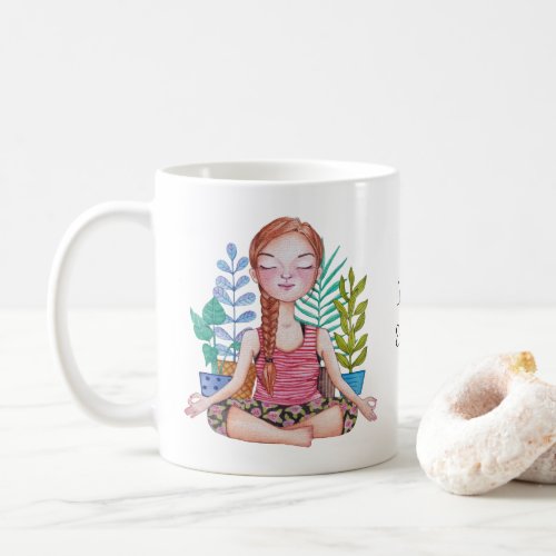 Meditating Girl With Plants Coffee Mug