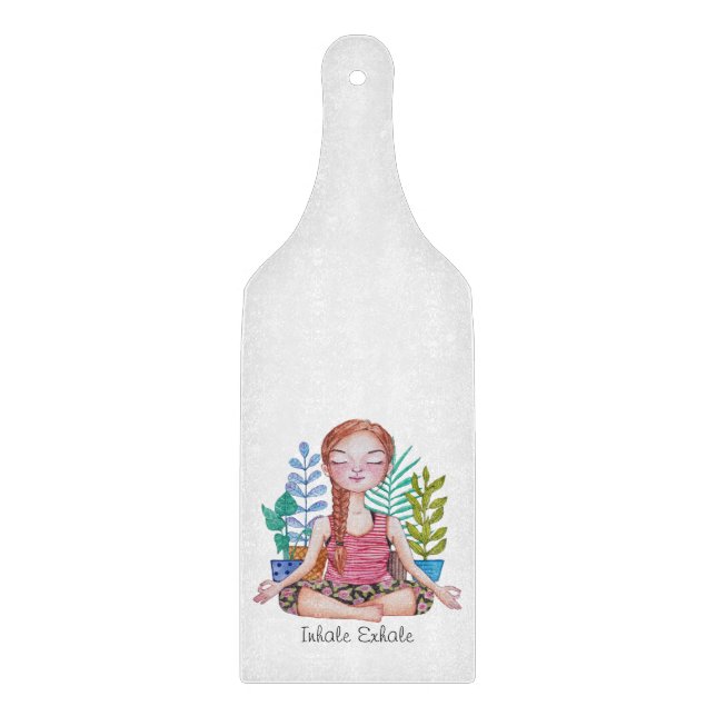 Meditating Girl With Plants Cutting Board (Front)