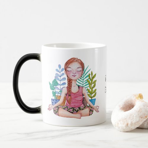 Meditating Girl With Plants Magic Mug