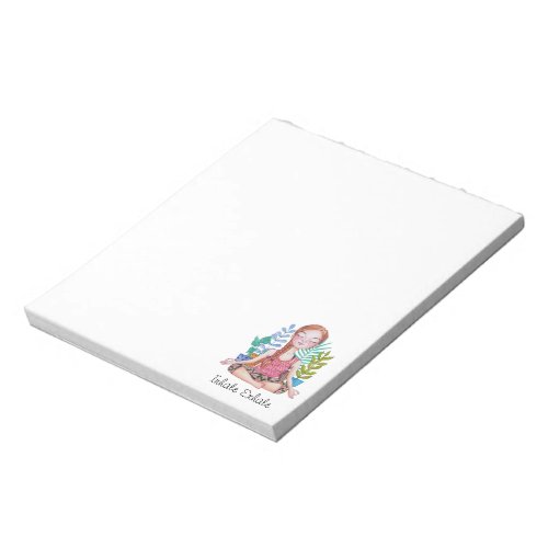 Meditating Girl With Plants Notepad