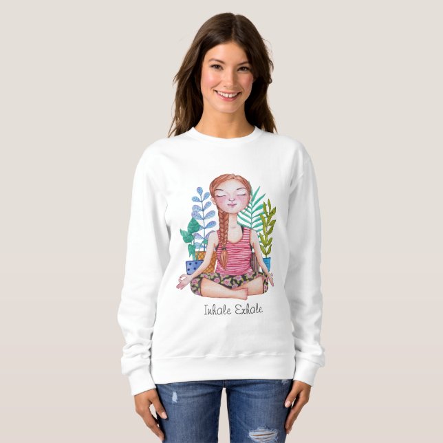 Meditating Girl With Plants Sweatshirt (Front Full)