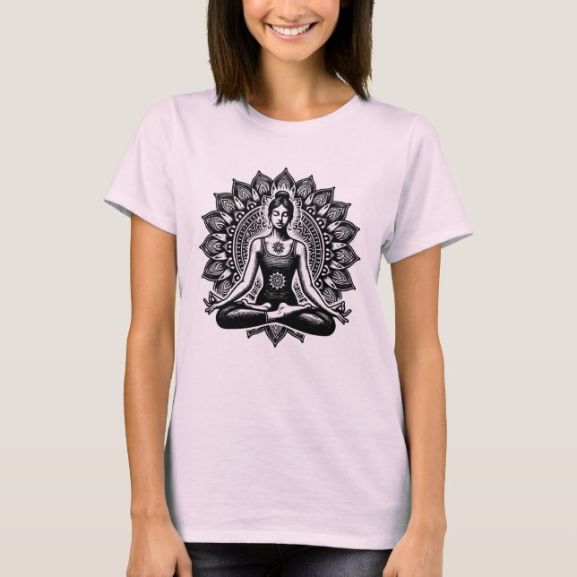 Meditating Girl Yoga Pose Spiritual Wellness Calm  T-Shirt (Front)