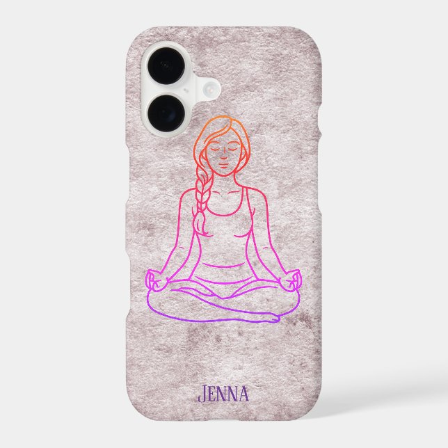 Meditating Lady Custom Name Iphone Case (Back)