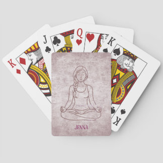 Meditating Lady Custom Name Poker Cards