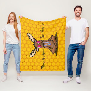 Meditating Moose KiniArt Fleece Blanket