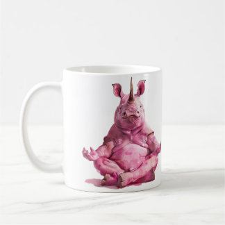 Meditating Pink Rhino Coffee Mug
