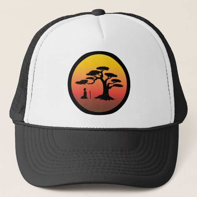 Meditating Samurai At Sunset - Hat (Front)