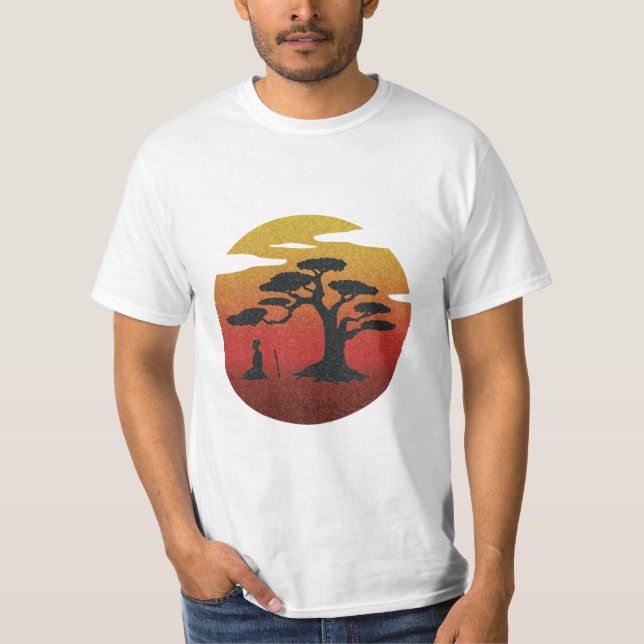 Meditating Samurai At The Sunset T-Shirt (Front)