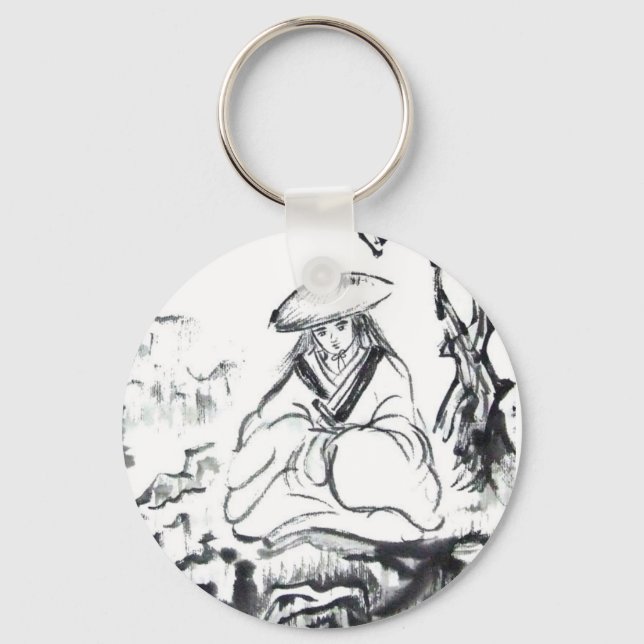 Meditating Samurai Keychain (Front)
