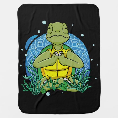 Meditating Sea Turtle Gift Zen Relaxation Yoga Baby Blanket