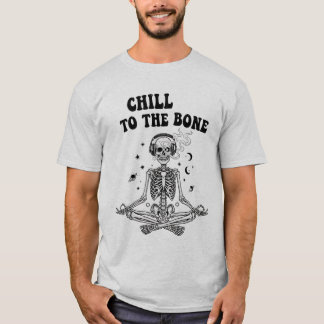 Meditating Skeleton with Headphones in Space T-Shi T-Shirt
