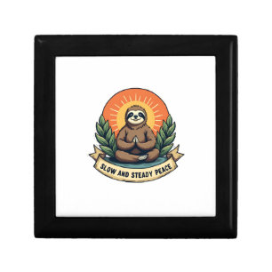 Meditating Sloth Vintage Relaxed Humor Design 2 Gift Box