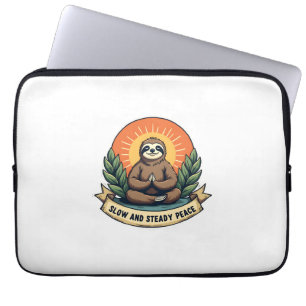 Meditating Sloth Vintage Relaxed Humor Design 2 Laptop Sleeve