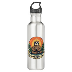 Meditating Sloth Vintage Relaxed Humor Design 2 Stainless Steel Water Bottle