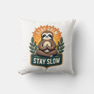 Meditating Sloth Vintage Relaxed Mind T-Shirt 2 Throw Pillow