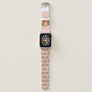 Meditating Sloth with tropical leaves and rainbow Apple Watch Band