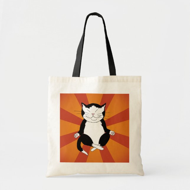 Meditating Tuxedo Kitty Tote Bag (Front)