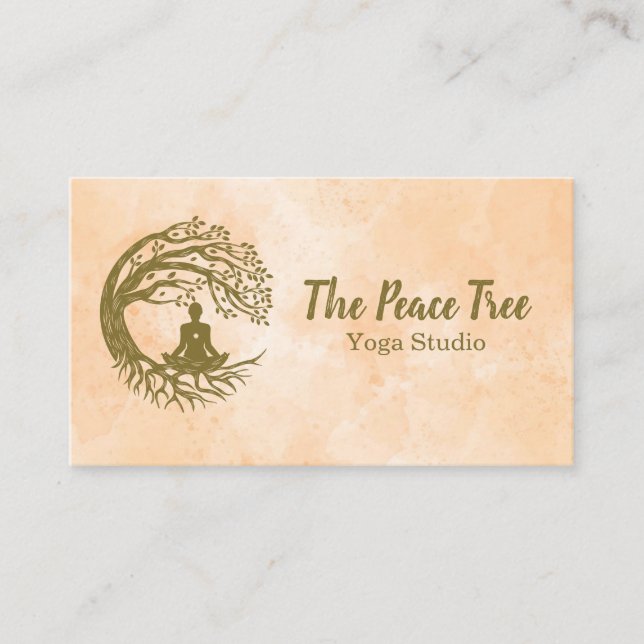 Meditating Under Tree Logo | Yoga Business Card (Front)