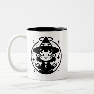 Meditating Witch Circle Halloween Mug Two-Sided