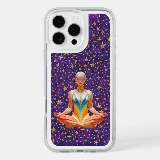 Meditating woman & irregular star patterns -  speck iPhone case (Front)