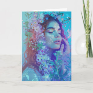 *~* Meditating Woman Spiritual FLORAL SC4 BLANK Letterpress Thank You Card