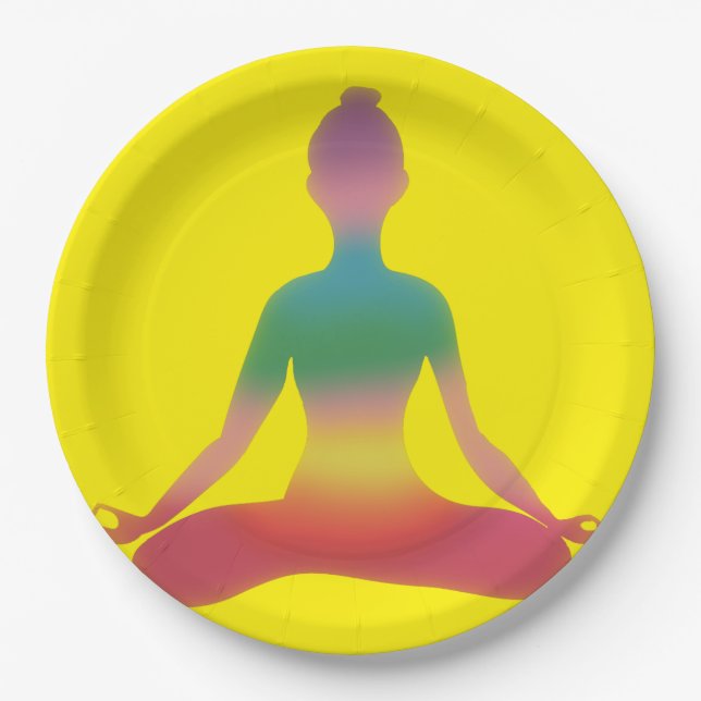 Meditating Yoga Art  Paper Plates (Front)
