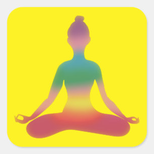 Meditating Yoga Art Square Sticker
