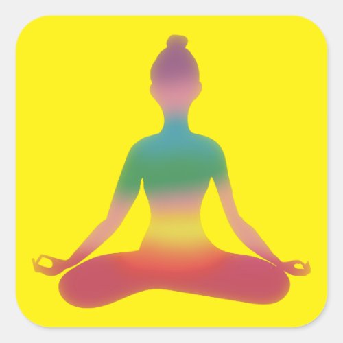 Meditating Yoga Art  Square Sticker