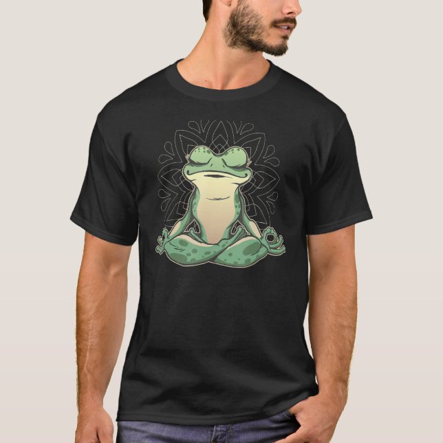Meditating Yoga Frog T-Shirt (Front)