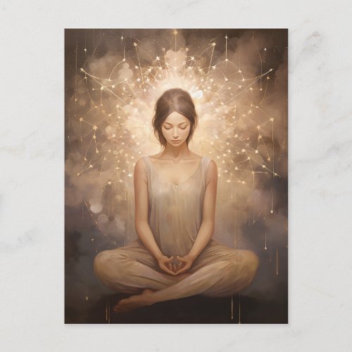 Meditating Yoga Neutral Earth Tones Beige Brown Postcard