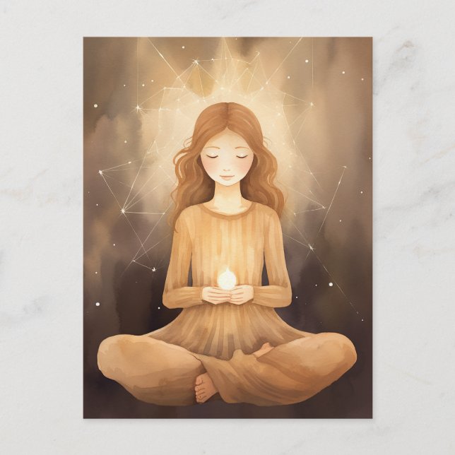 Meditating Yoga Neutral Earth Tones Beige Brown Postcard (Front)