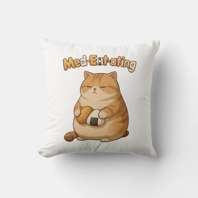 MeditatingEating Throw Pillow (Front)