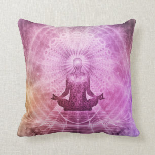 Meditation Abstract Art Pink Violet Purple Gold Throw Pillow