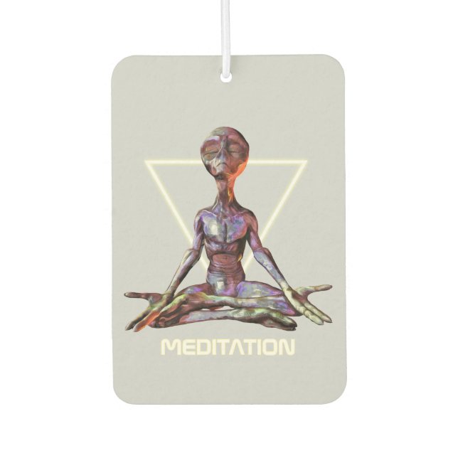 Meditation. Alien in tranquil pose Air Freshener (Front)
